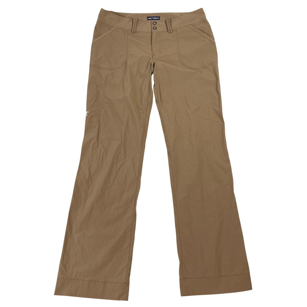 Arc'teryx Parapet Hiking Pants Womens Size 12 Tall (35" Inseam)Tan Brown Nylon